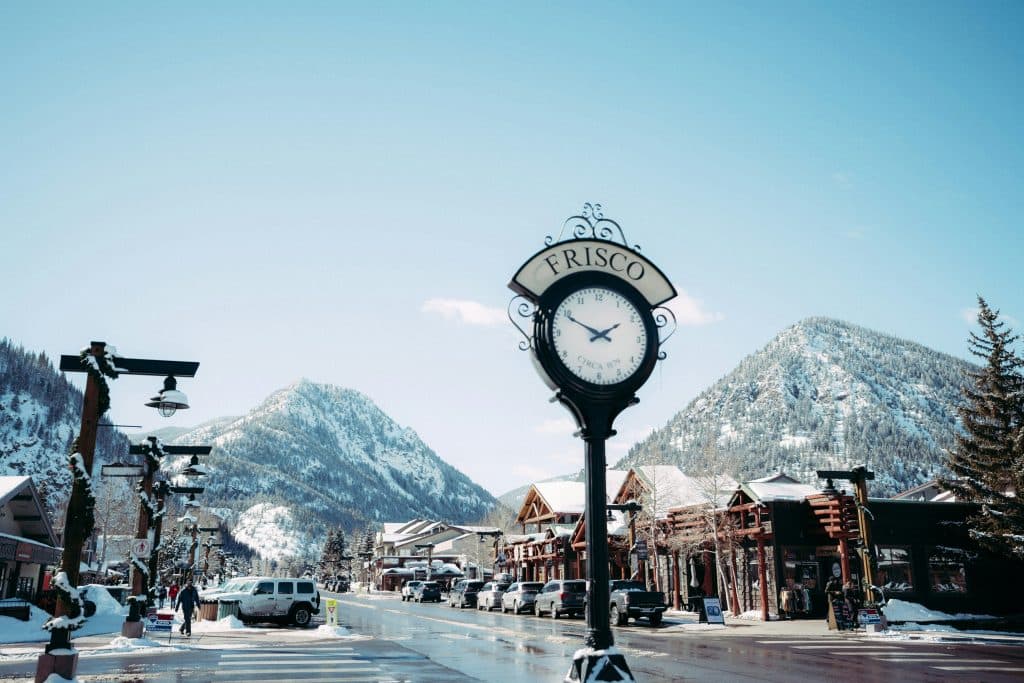 Frisco Main Street with mountains