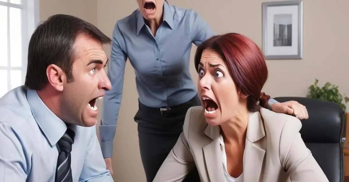 A woman talking angrily to a mortgage broker
